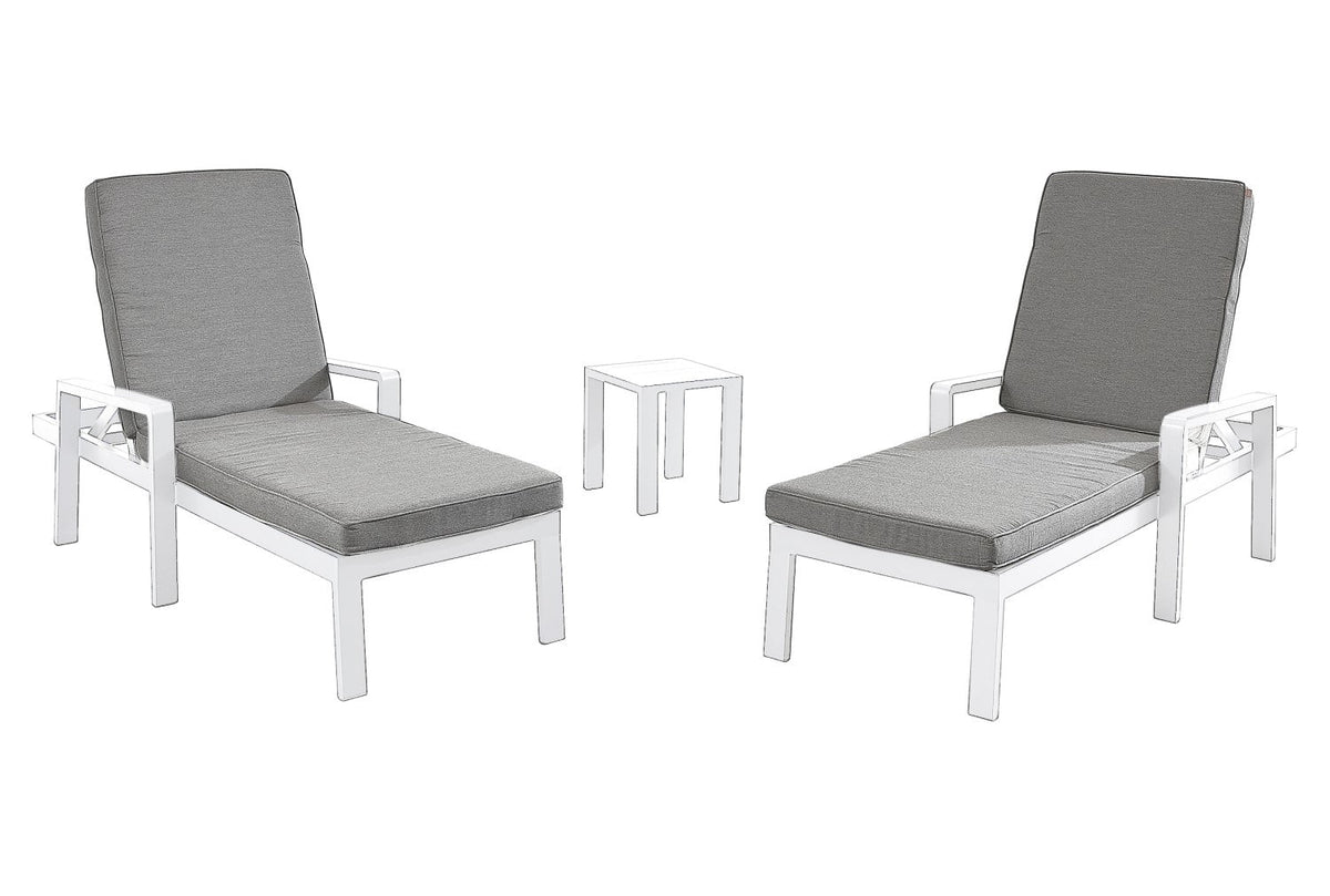 tutbury white lounger set with side table uk made