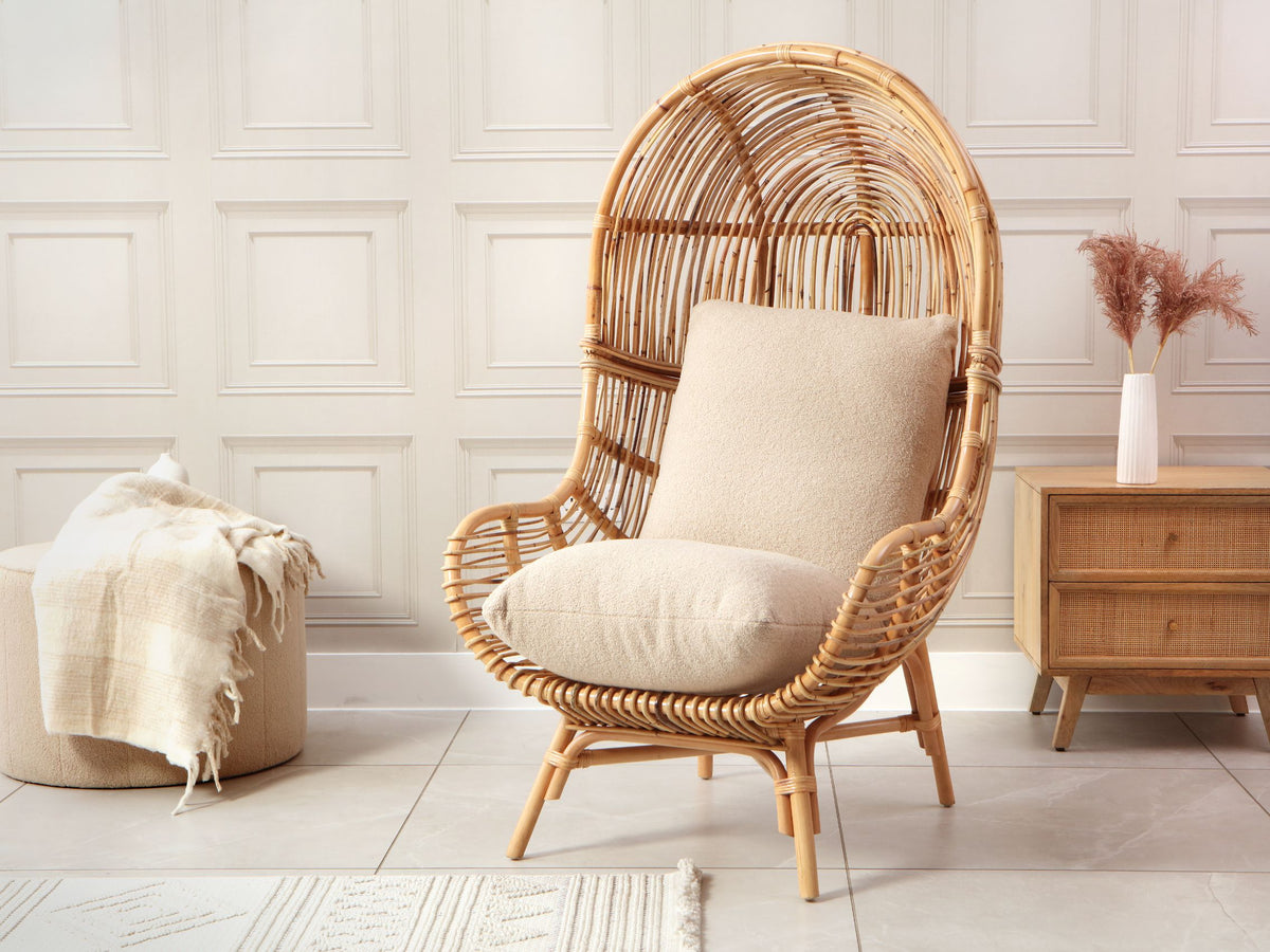 Cream Boucle Loft Rattan Chair