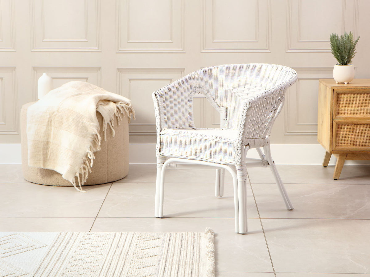 Adults Small Wicker Loom Chair - White