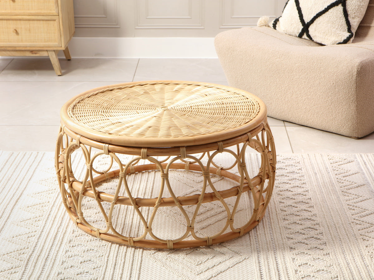 Natural Rattan Coffee Table - Handmade Wicker