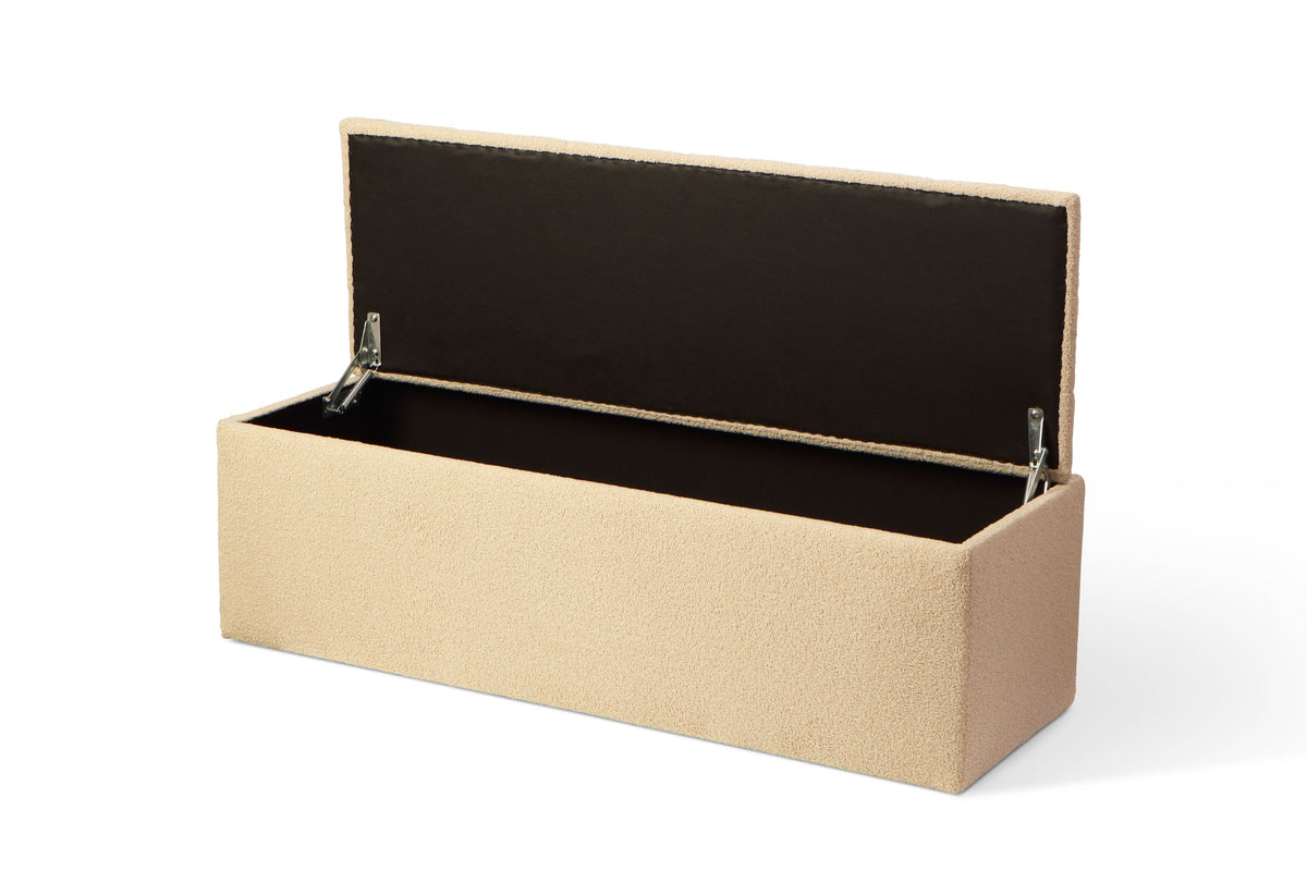 Medium Rectangular Boucle Storage Ottoman - UK Made