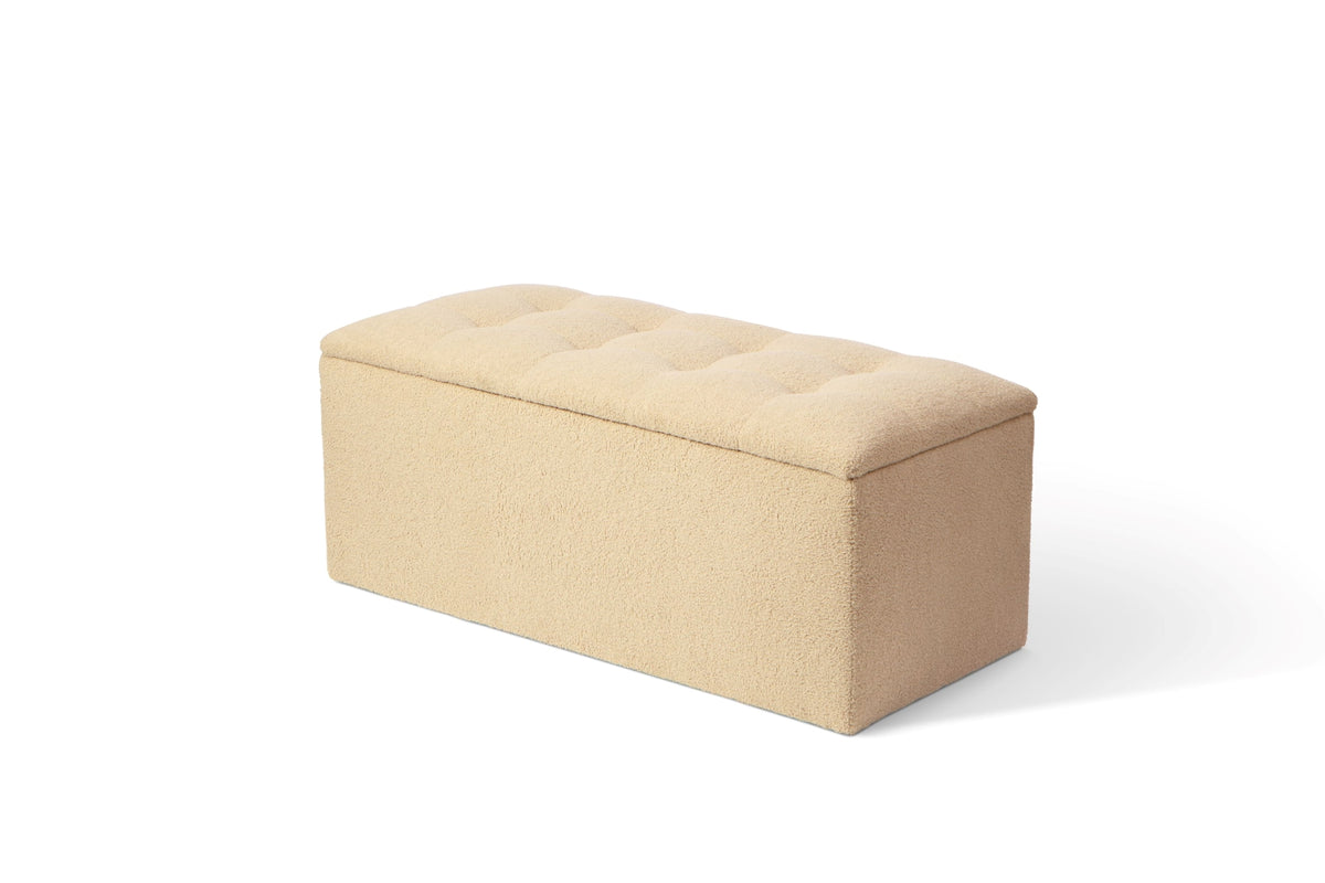 Medium Rectangular Boucle Storage Ottoman - UK Made