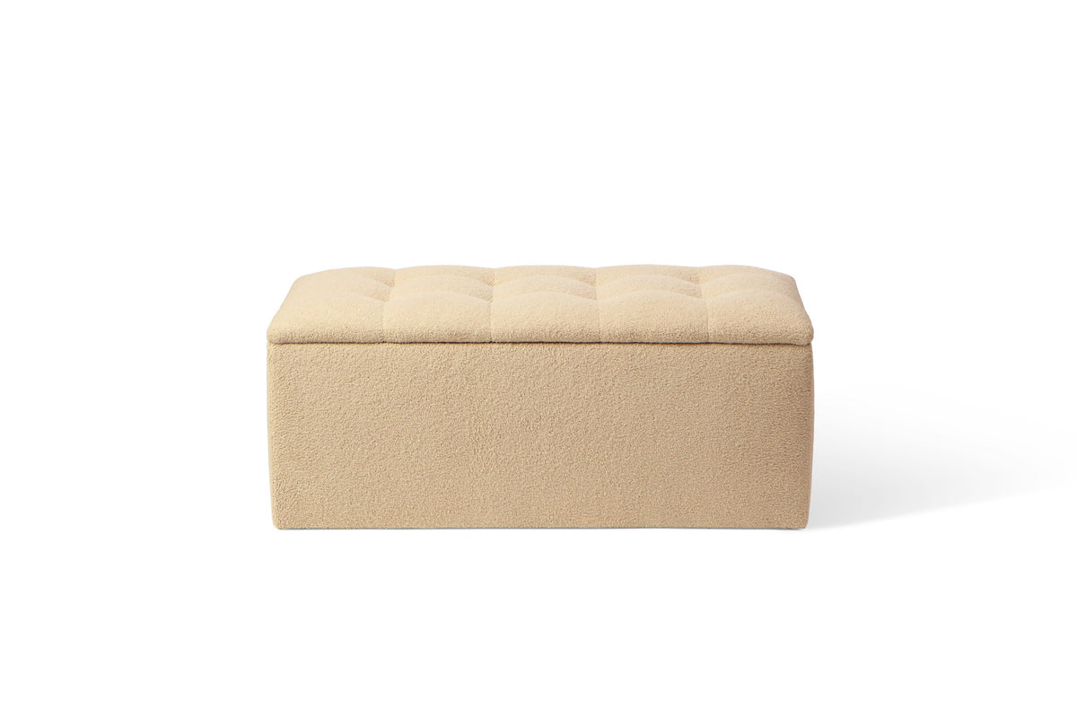 UK-Made Upholstered Boucle Ottoman with Hinged Storage - 110cm Width