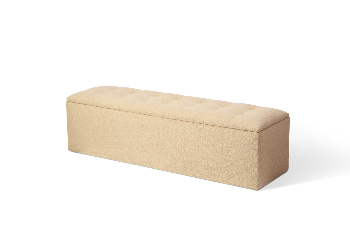 Desser Boucle Ottoman with Hinged Storage