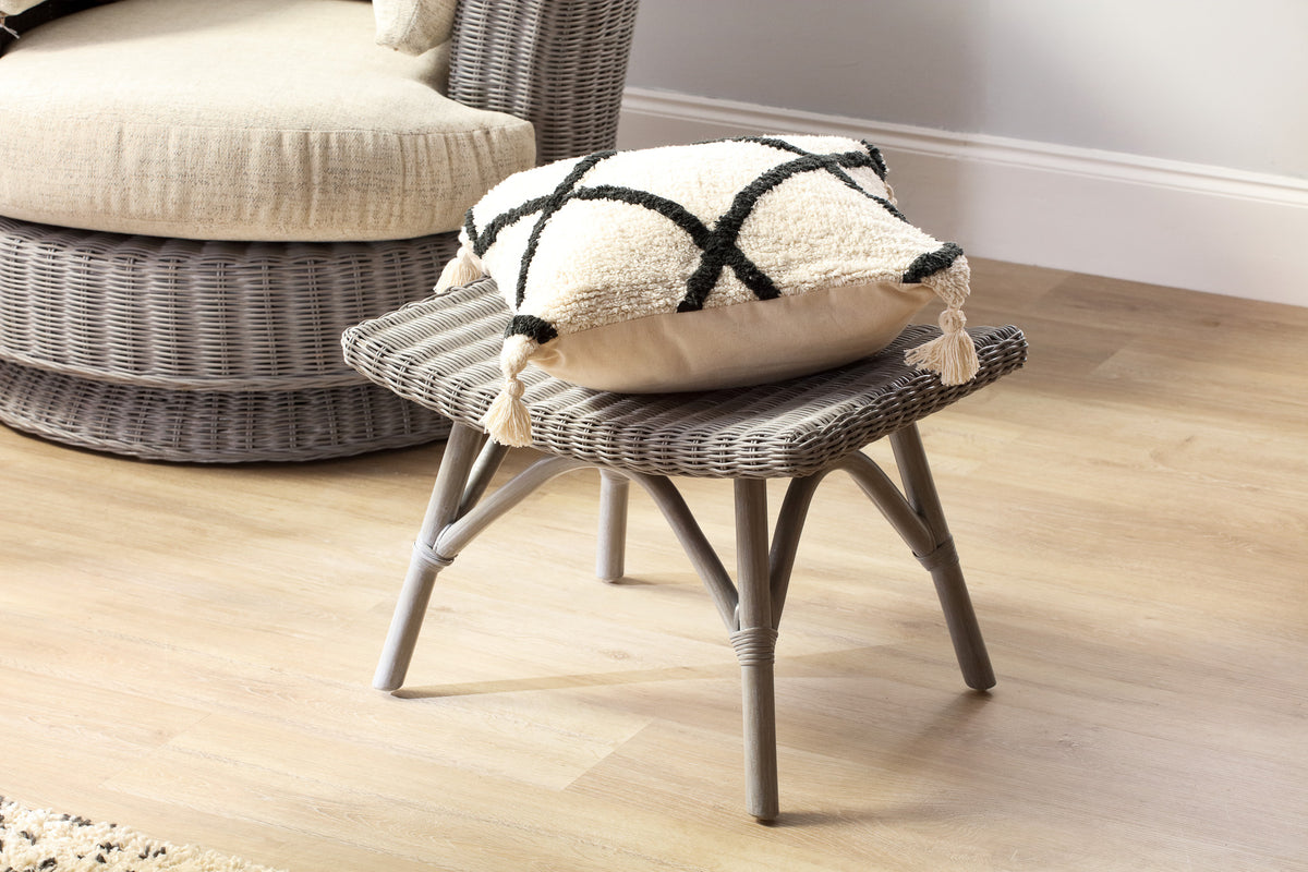 Eden Grey Cane Footstool