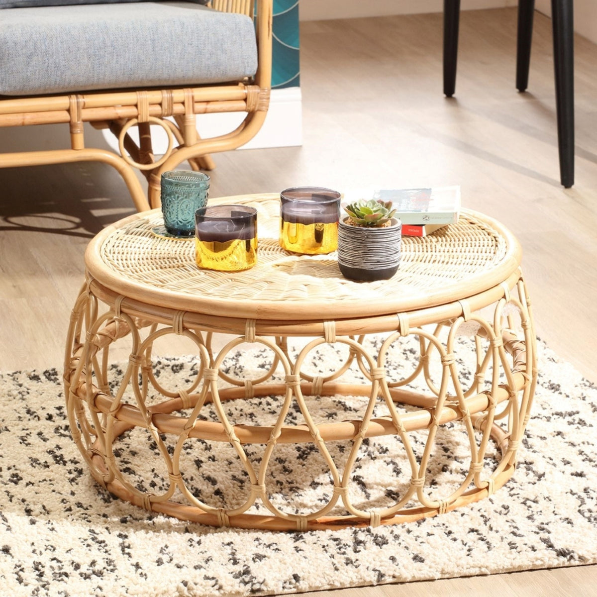 Natural Beijing Rattan Coffee Table - Handmade Wicker