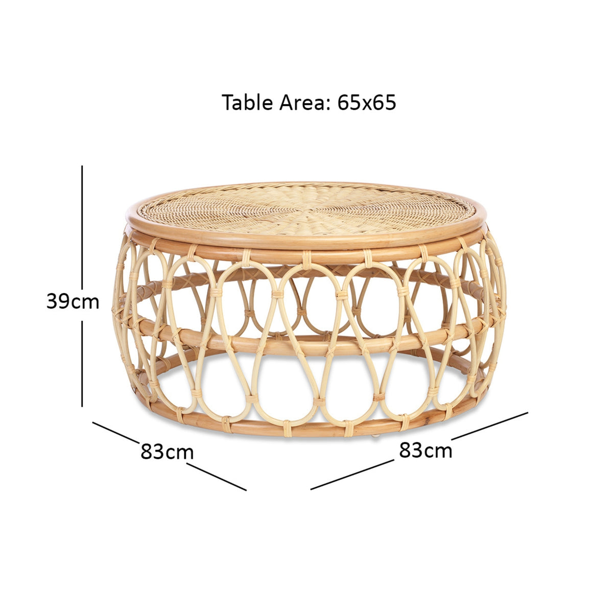 Natural Beijing Rattan Coffee Table - Handmade Wicker