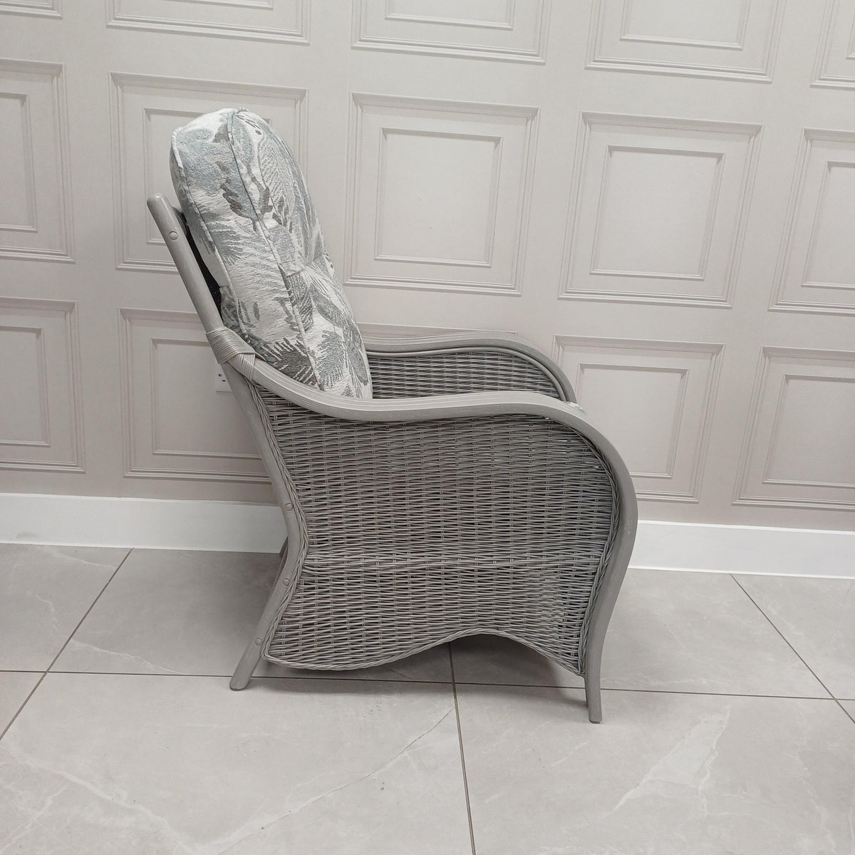 Turin Grey Wash Cane Armchair Aquaclean Monarch Grey- Clearance