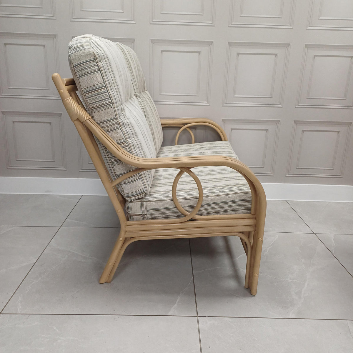 Madrid Light Oak Cane 2-seater Loom Stripe - Clearance