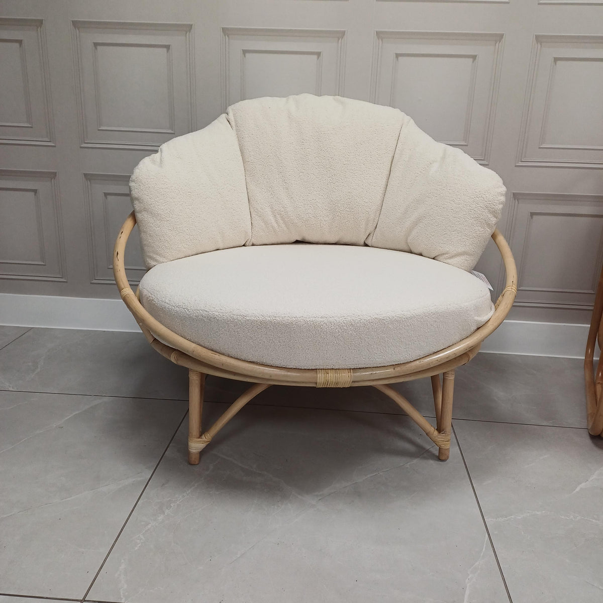 Rattan Natural Snug Chair in Vanilla - Clearance