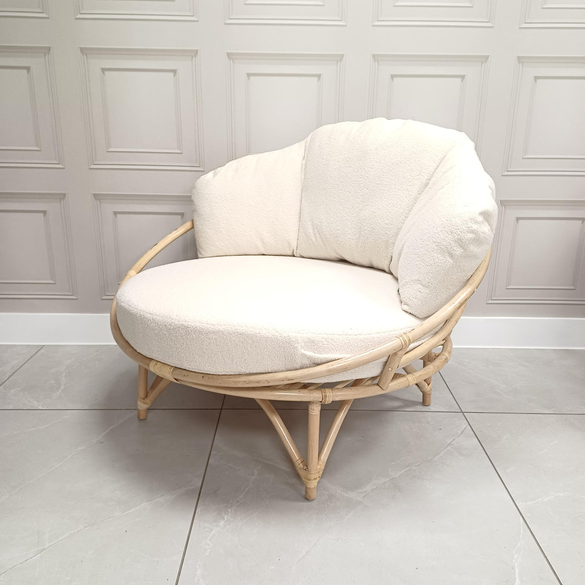 Rattan Natural Snug Chair in Vanilla - Clearance