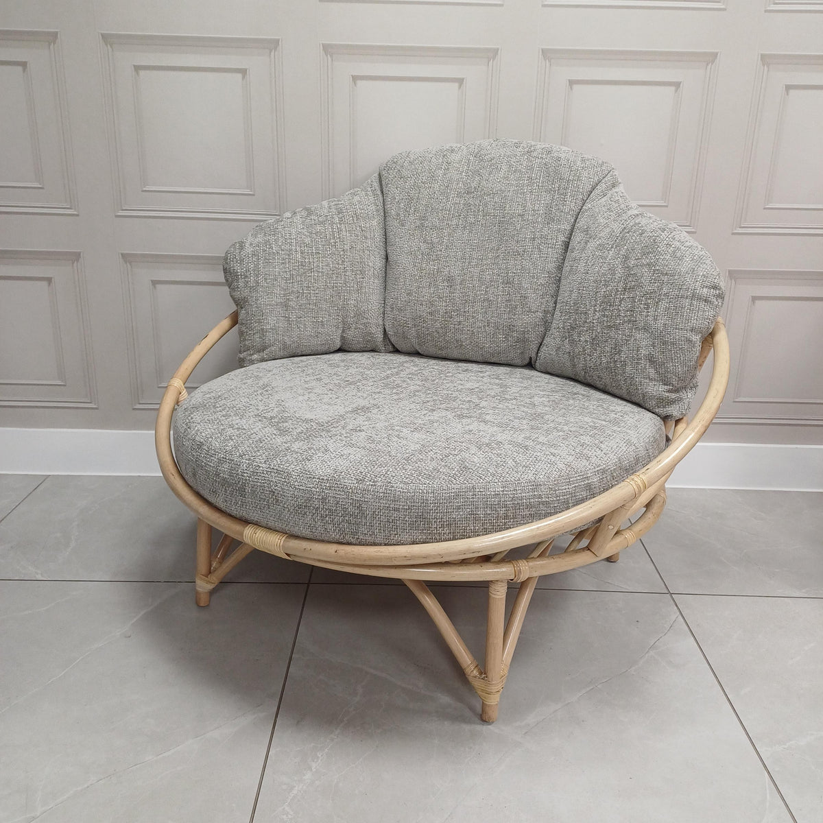 Rattan Natural Snug Chair in Jubilee Grey- Clearance