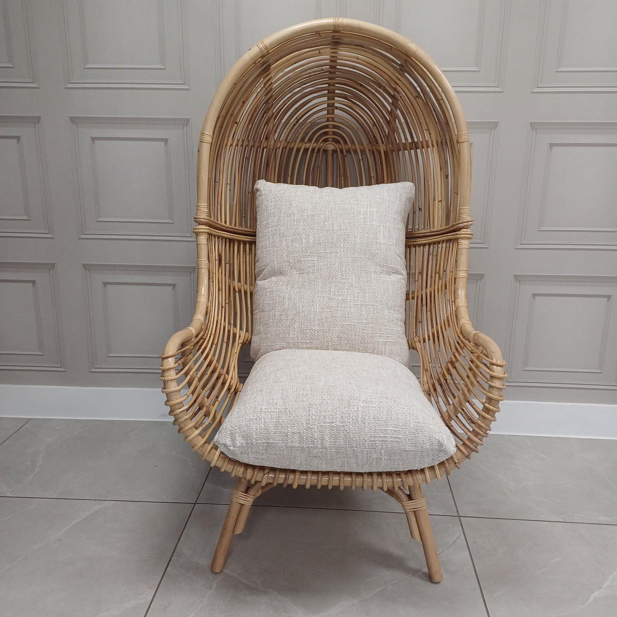 Loft Chair Natural Rattan in Cotton Cream - Clearance