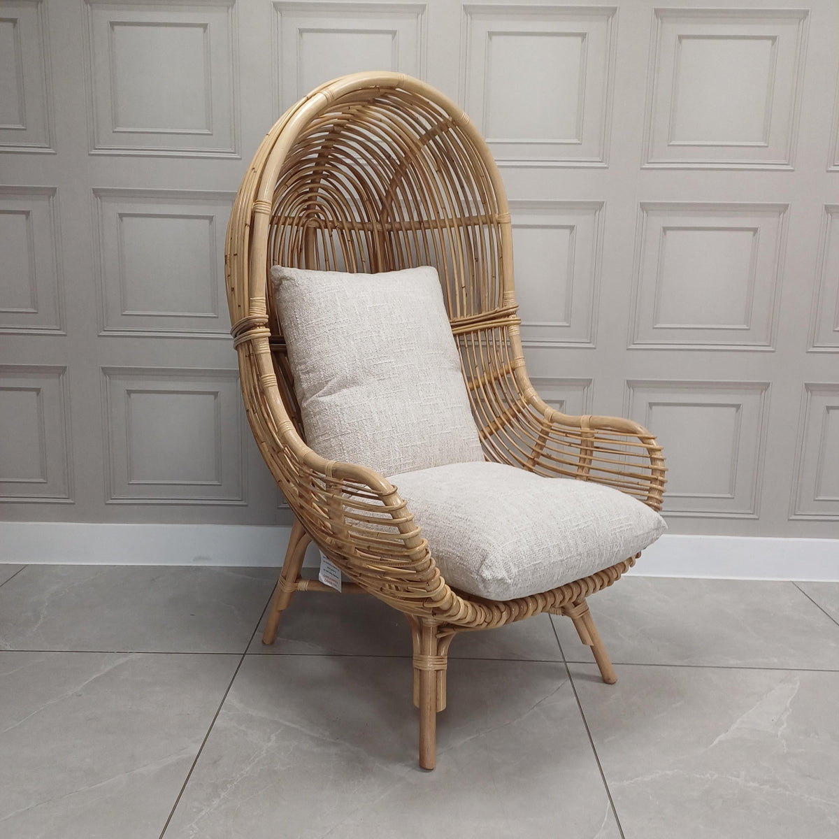 Loft Chair Natural Rattan in Cotton Cream - Clearance