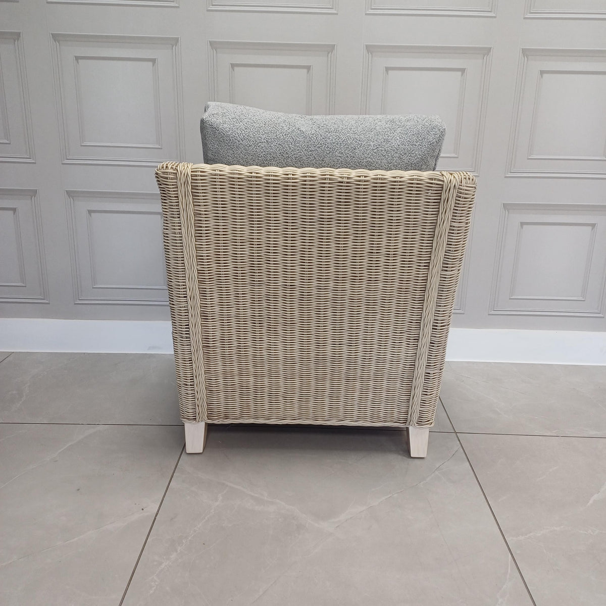 Dijon Natural Wash Cane Armchair in Aquaclean Mesh Grey - Clearance