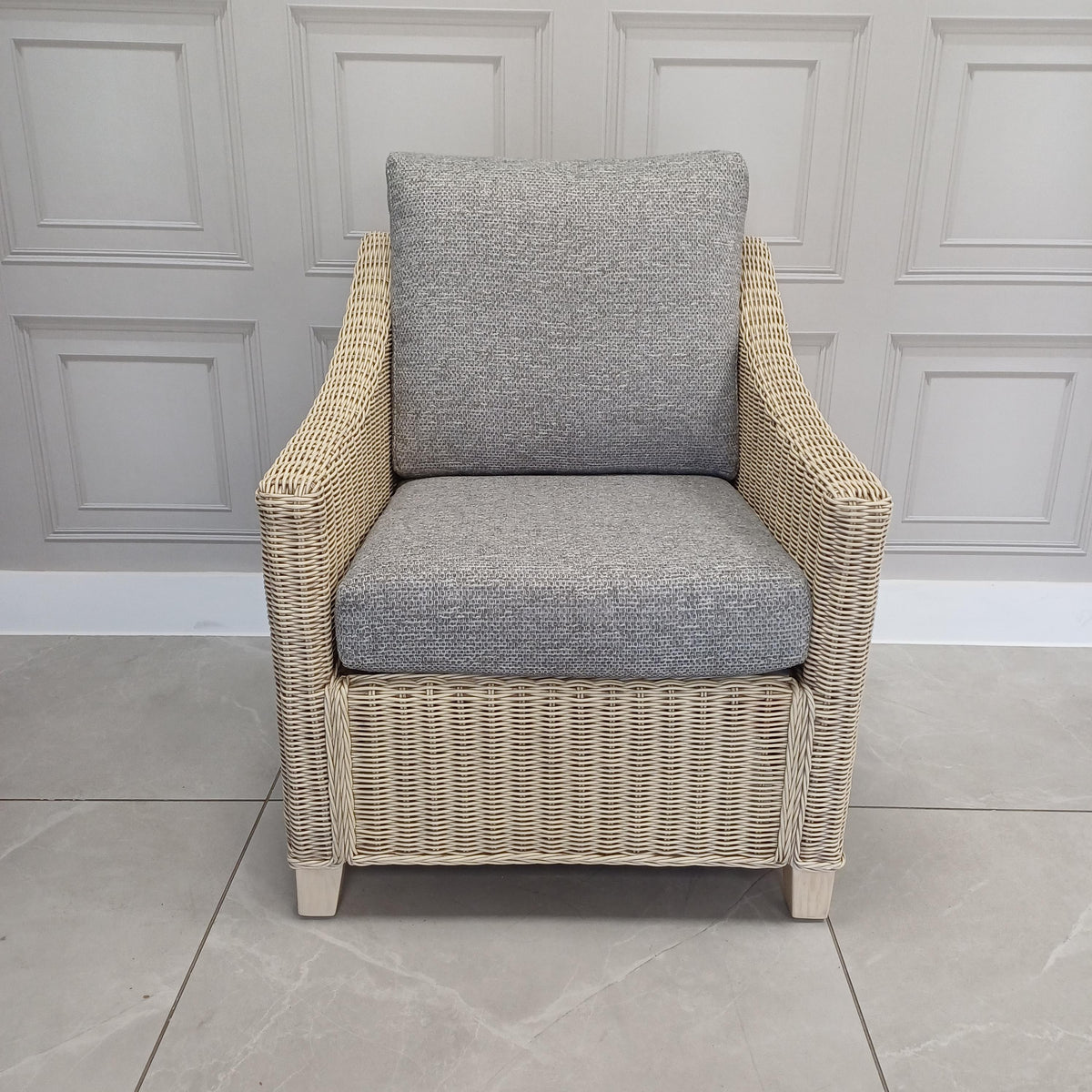 Dijon Natural Wash Cane Armchair in Seashell - Clearance