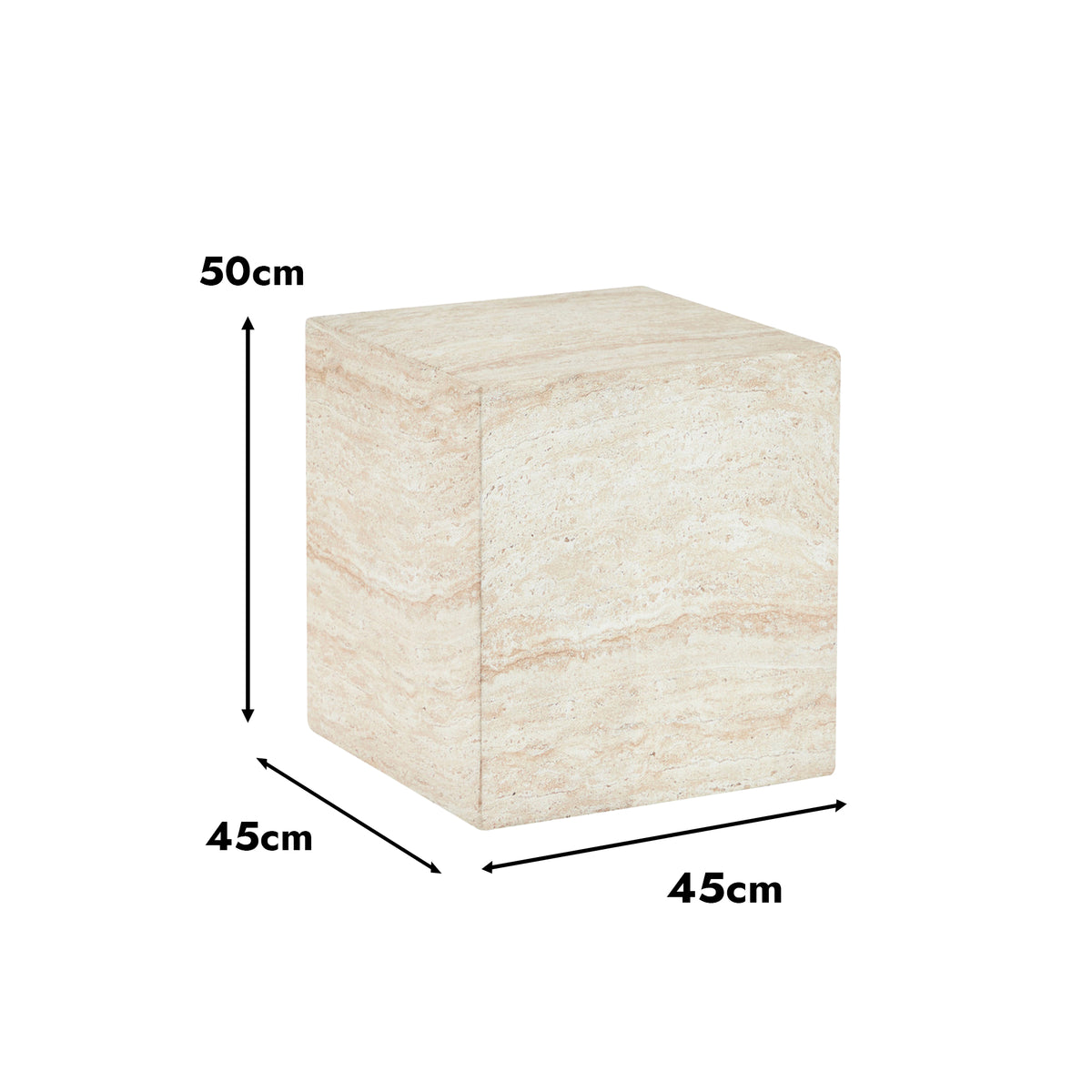 Pisa Square Travertine look Side Table - Indoor & Outdoor Table