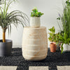 Pisa Round Rippled Travertine look Side Table - Indoor & Outdoor Table
