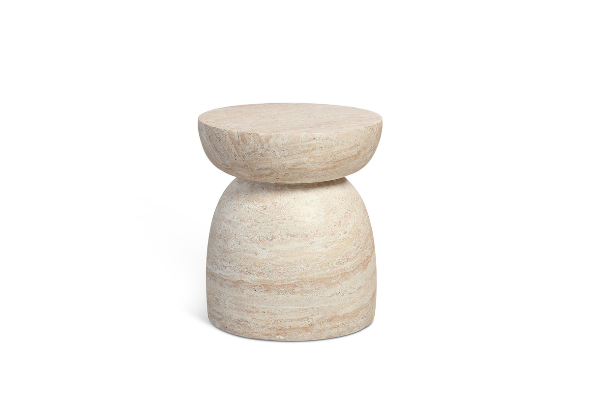 Pisa Mushroom Shaped Travertine look Side Table