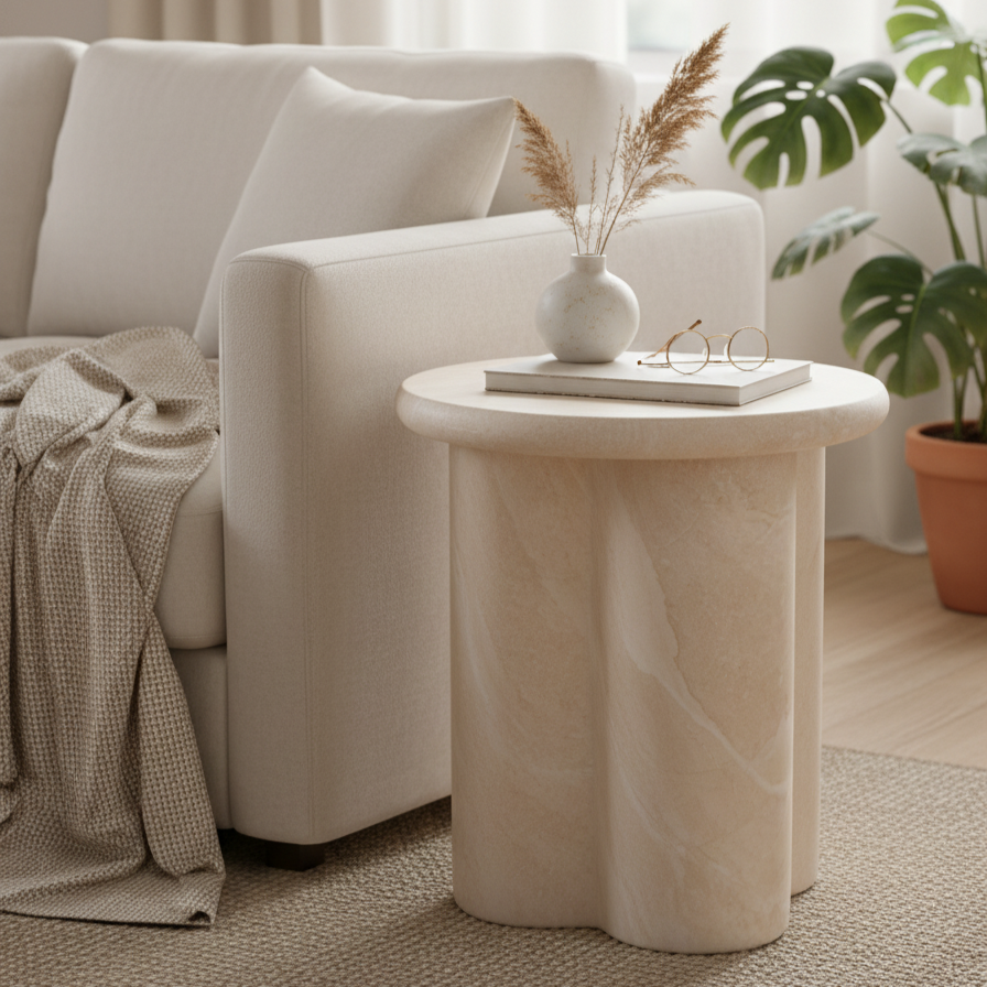 Verona Linear Marble Look Side Table - Indoor & Outdoor Table