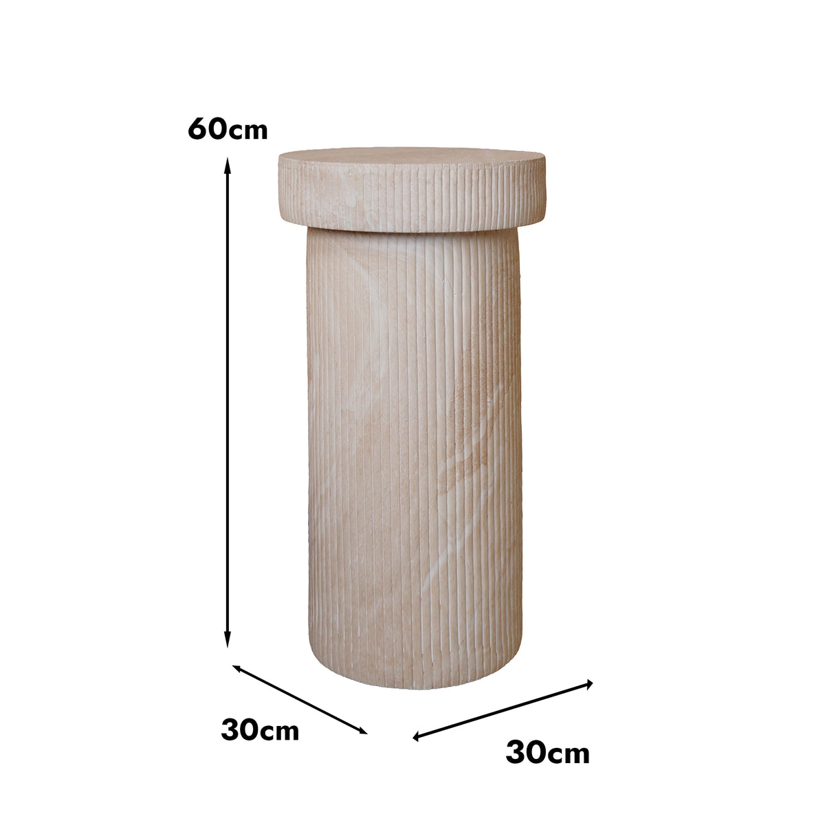 Verona Flute Ribbed Marble Look Side Table - Indoor & Outdoor Table