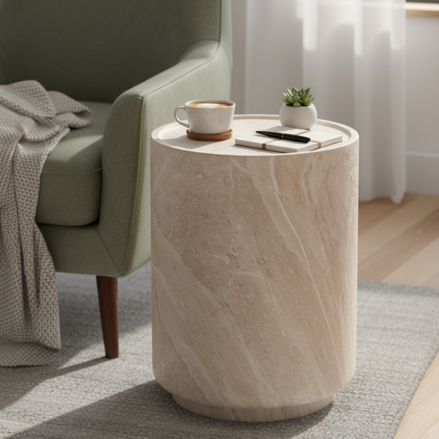 Verona Marble Look Side Table - Indoor & Outdoor Table