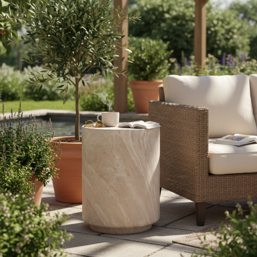 Verona Marble Look Side Table - Indoor & Outdoor Table