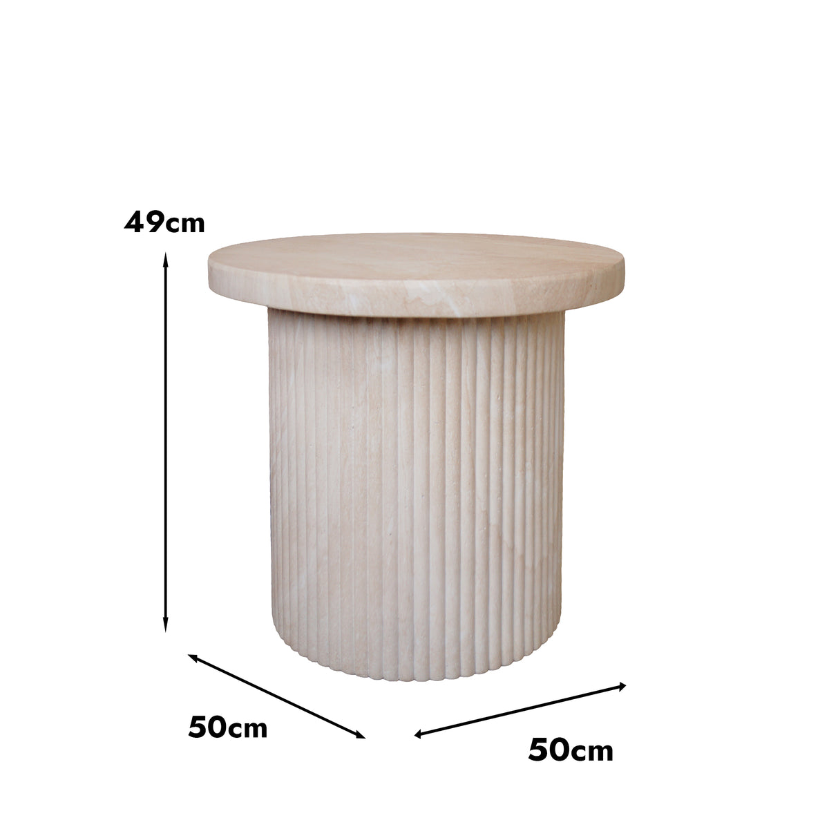 Verona Round Ribbed Marble Look Side Table - Indoor & Outdoor Table