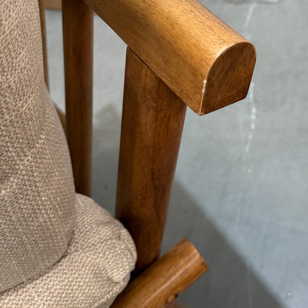 Mindi Light Oak Cane Armchair in Biscuit - Factory Fault