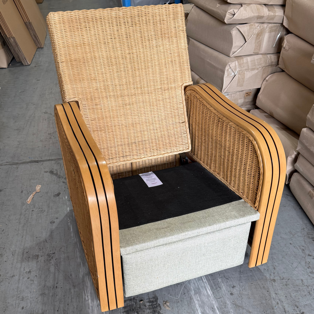 Paris Light Oak Reclining Armchair - Roma Sage (Transit‑Damaged Factory Stock)
