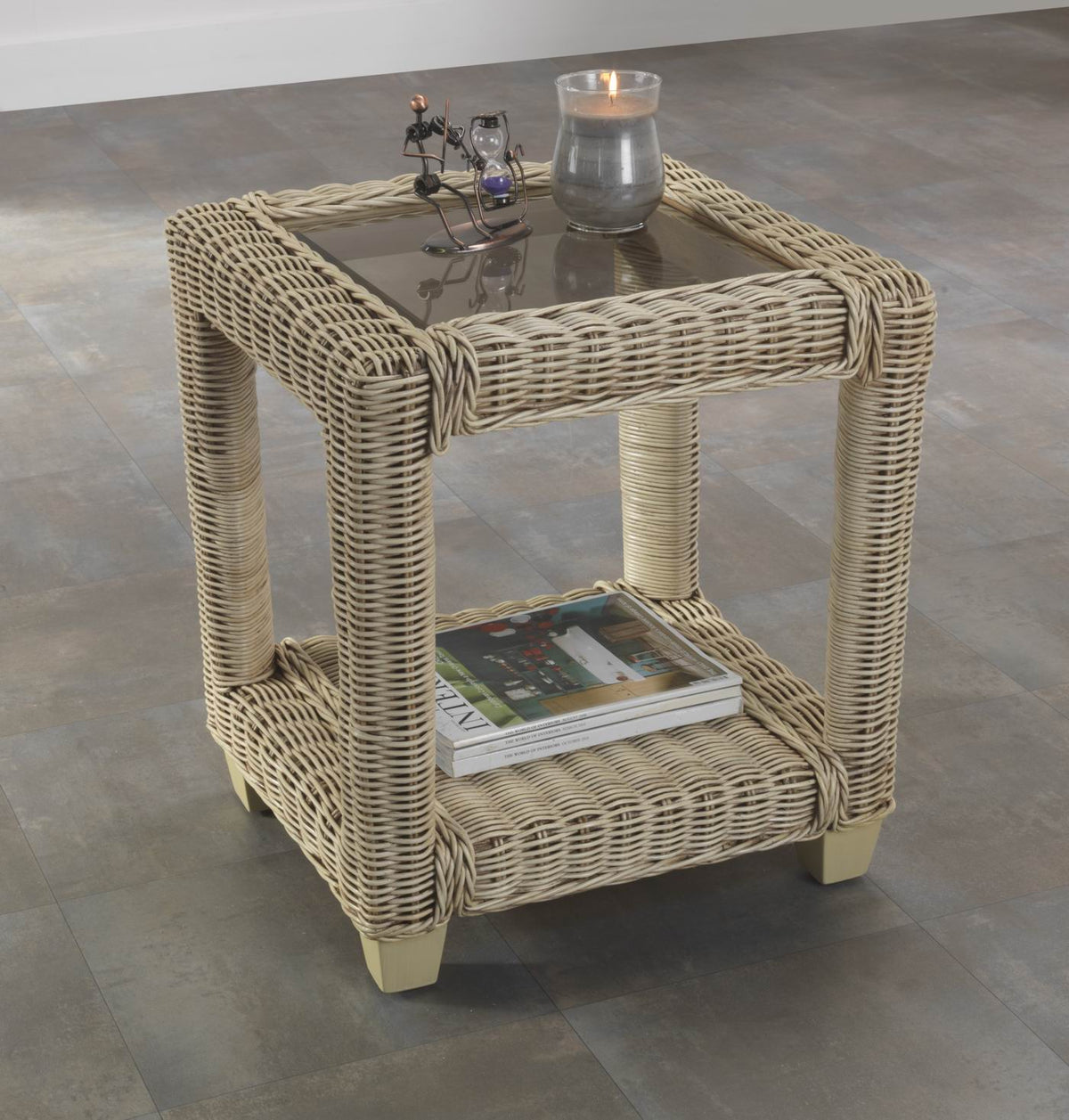 Burford Wicker Lamp Table - Handcrafted by Desser