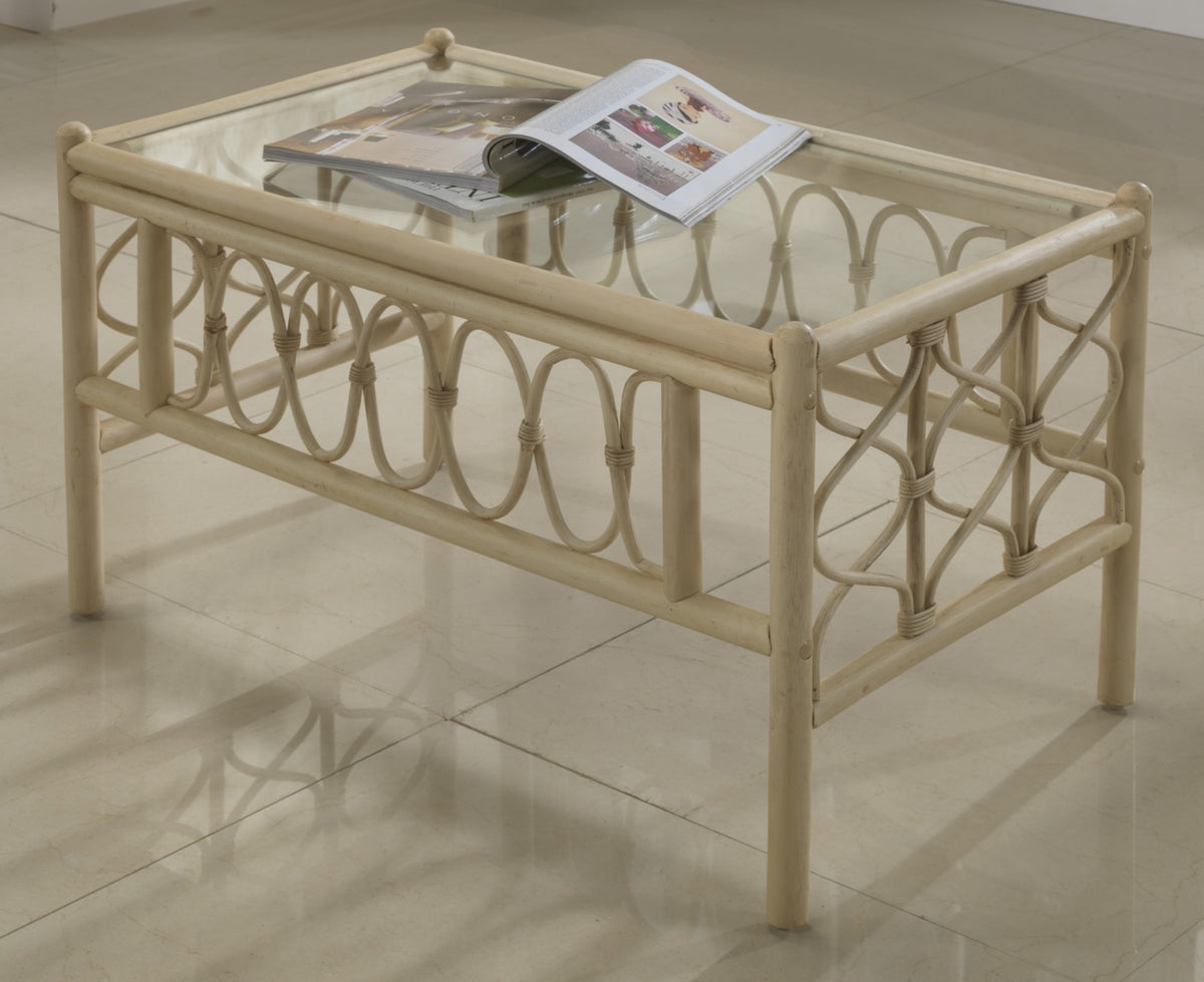Morley Natural Wash Coffee Table with Cane & Glass