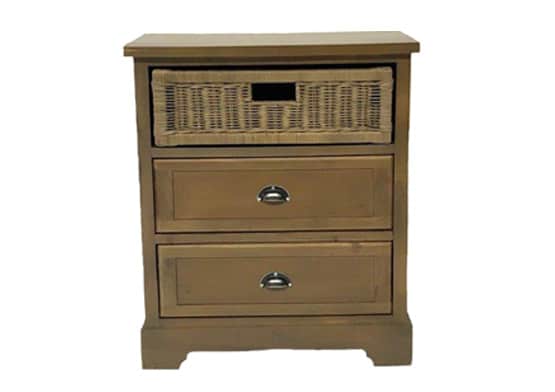 Olive Side table 2 Drawers 1 Basket