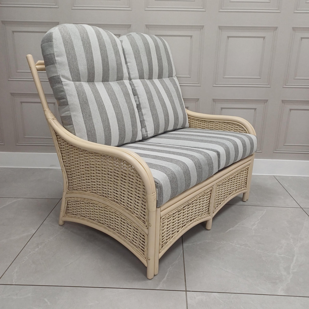 Chelsea 2 Seater Sofa in Duke Grey Stripe Aquaclean - Clearance