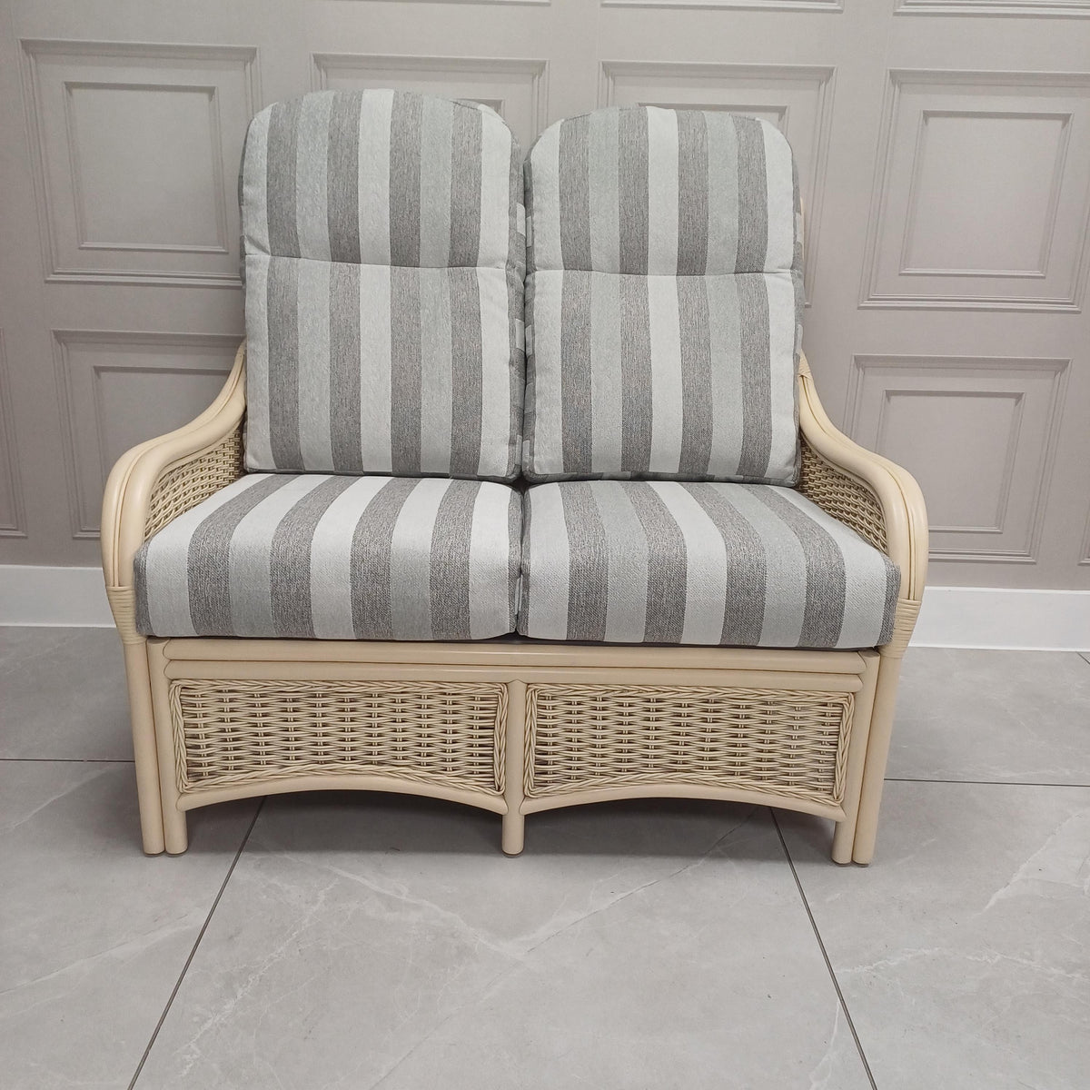 Chelsea 2 Seater Sofa in Duke Grey Stripe Aquaclean - Clearance