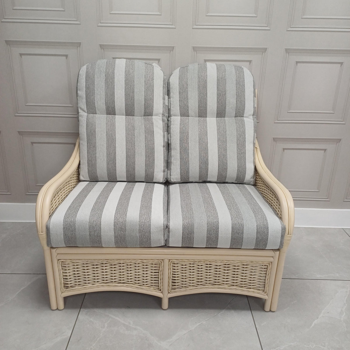 Chelsea 2 Seater Sofa in Duke Grey Stripe Aquaclean - Clearance