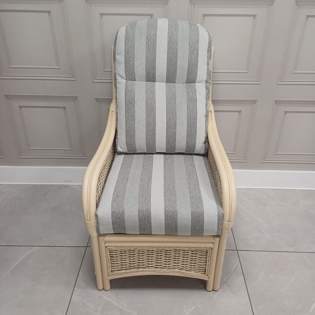 Chelsea Armchair in Duke Grey Stripe Aquaclean - Clearance