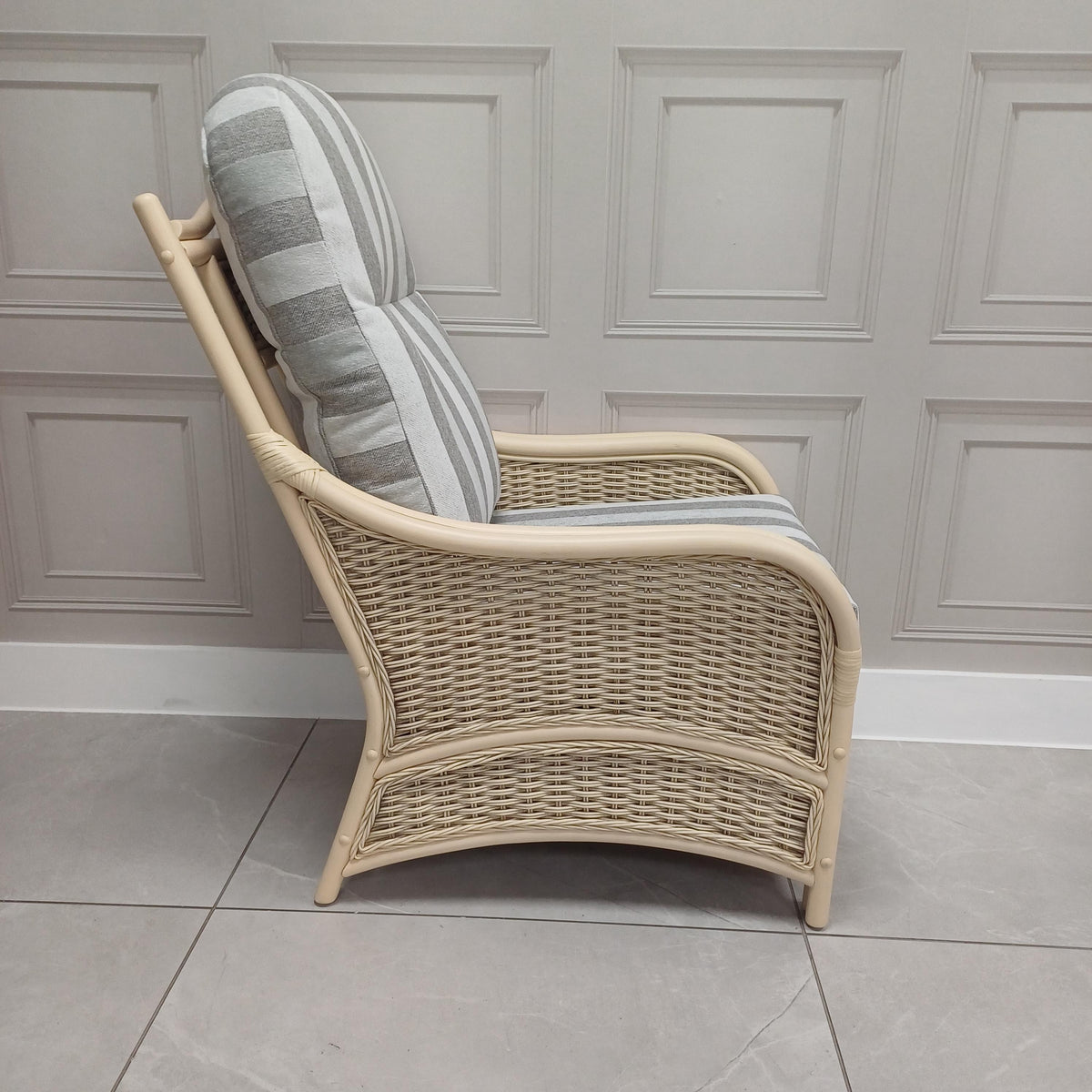 Chelsea Armchair in Duke Grey Stripe Aquaclean - Clearance