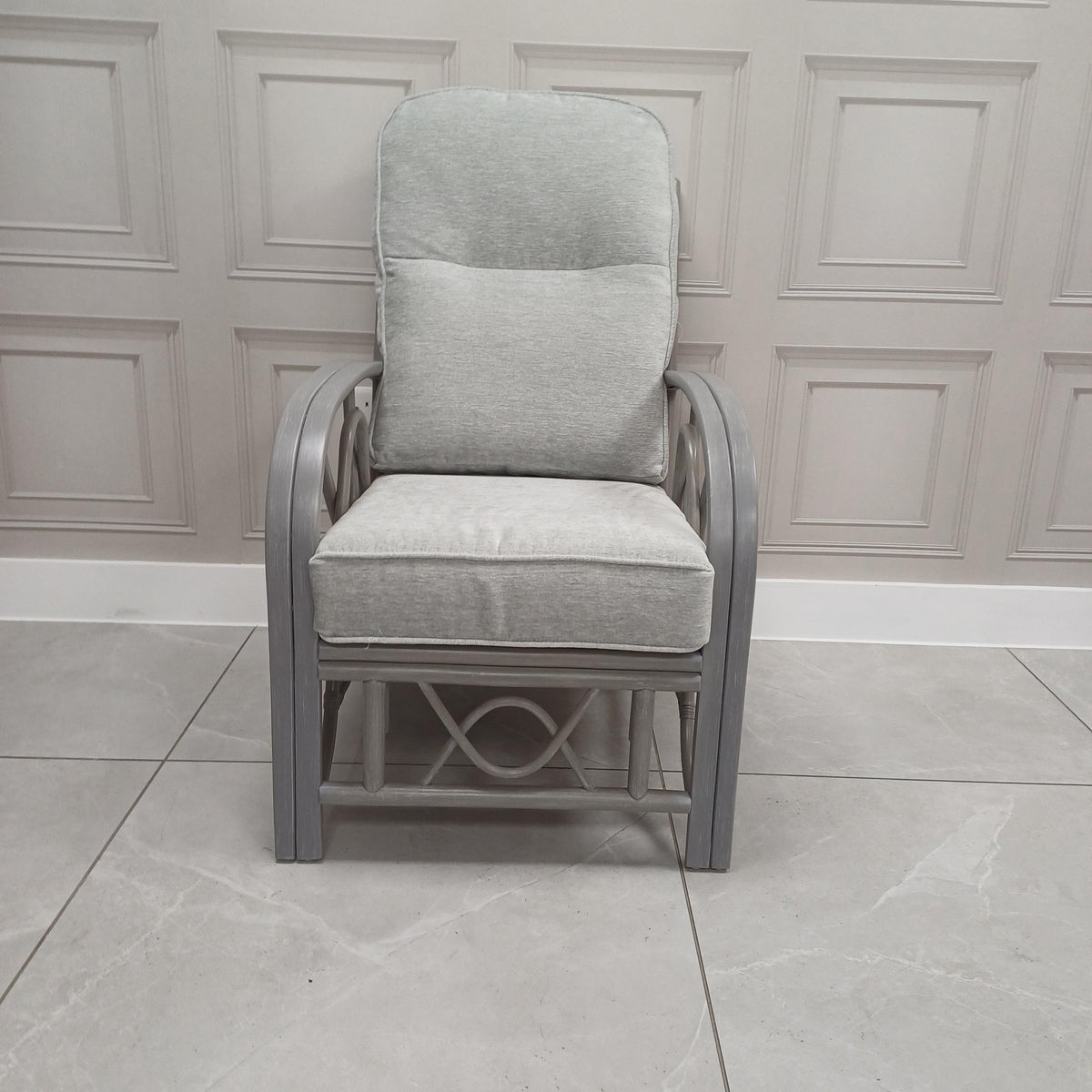 Bali Grey Armchair in Duke Grey Plain Aquaclean- Clearance