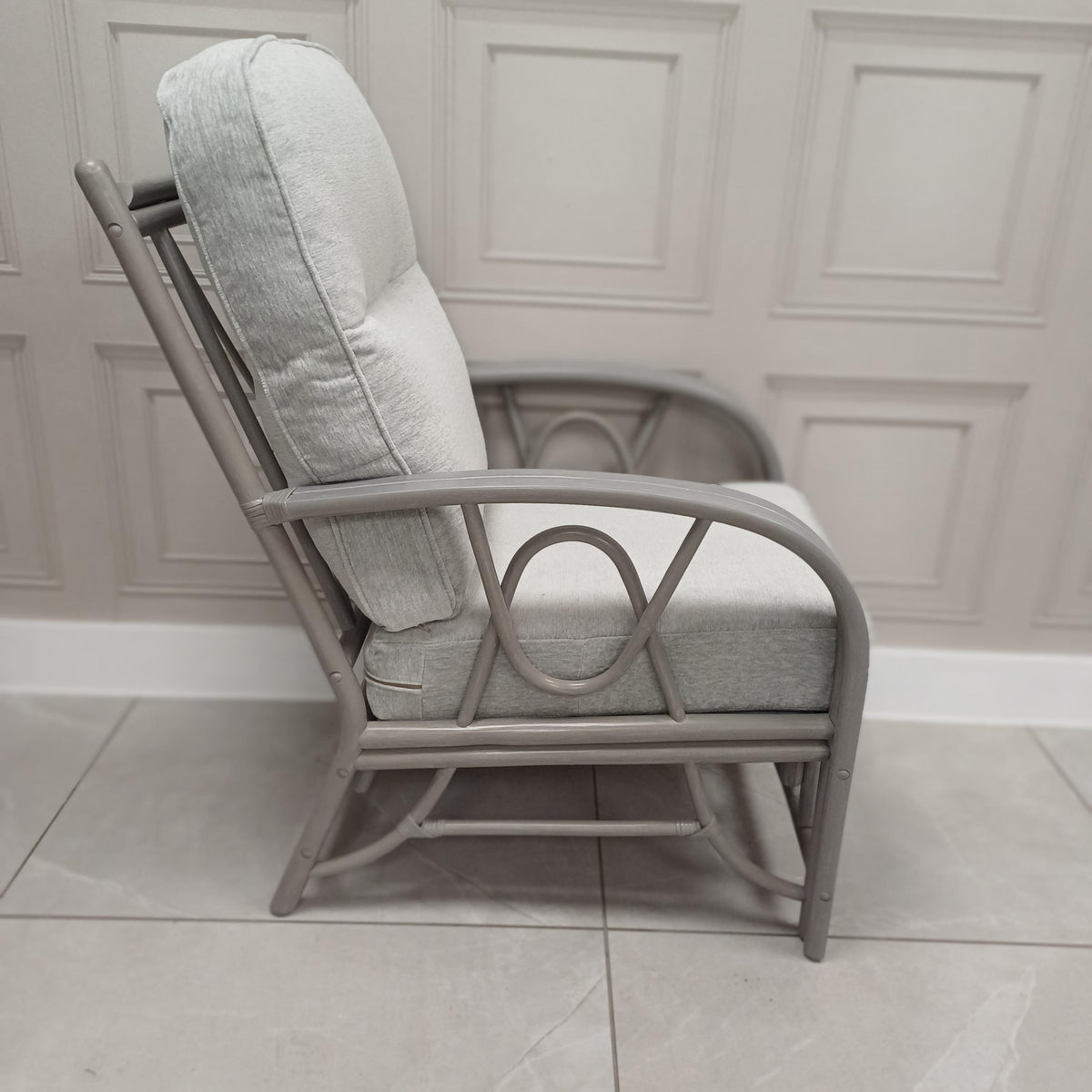 Bali Grey Armchair in Duke Grey Plain Aquaclean- Clearance