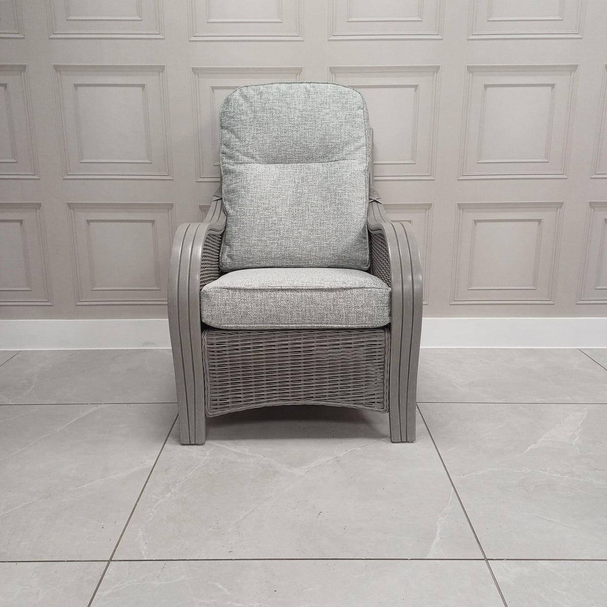 Desser Turin Grey Cane Armchair - Aquaclean Elegance