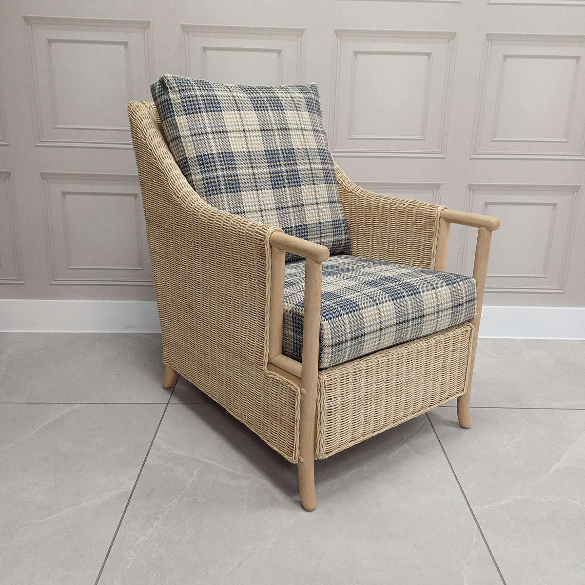 Eden Natural Cane Armchair in Hather Sky - Clearance