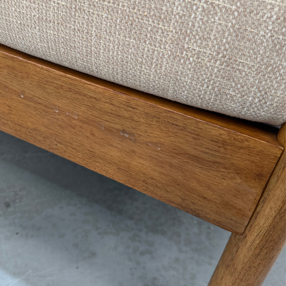 Mindi Light Oak Cane Armchair in Biscuit - Factory Fault