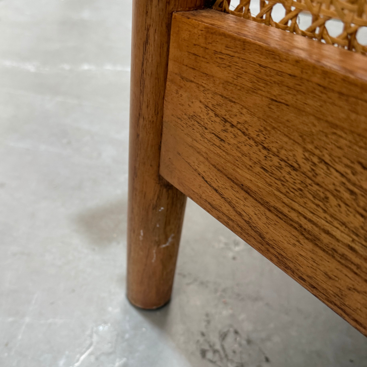 Mindi Light Oak Cane Armchair in Biscuit - Factory Fault