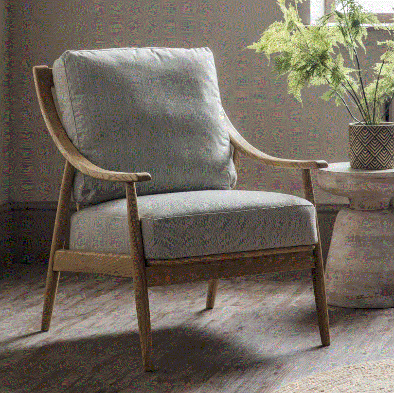 Relina Oak Armchair in Natural Linen