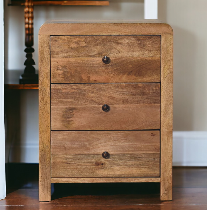 Aspen Mango Wood 3 Drawer Bedside Table