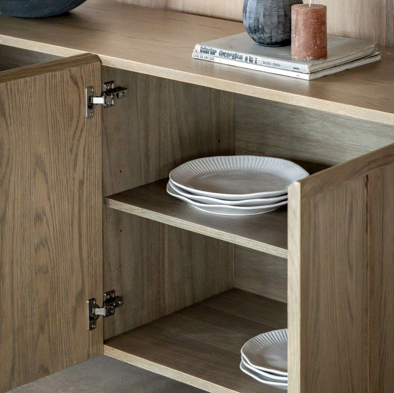 Pietro Wide Oak 4 Door Sideboard Cabinet