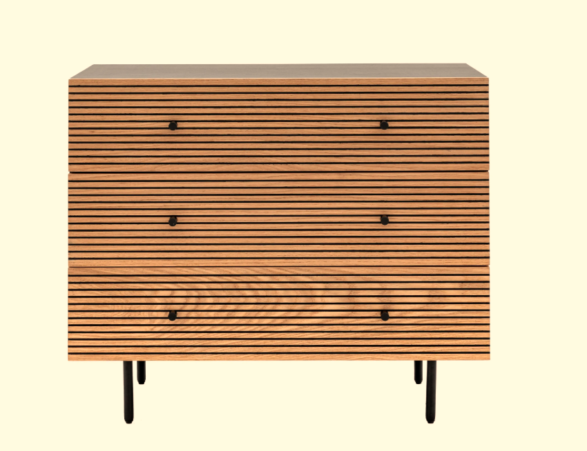 Hyde Black and Natural 3 Drawer Chest Black Top