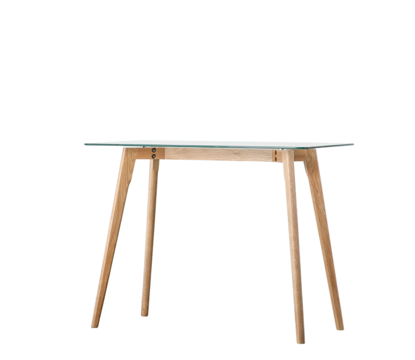 Blair Small Natural Oak Desk with Glass Table Top