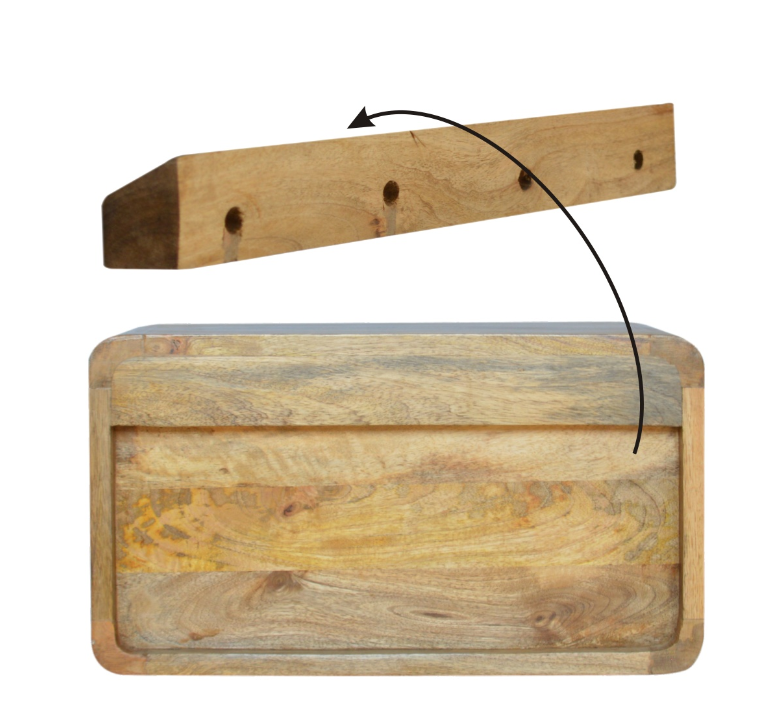 Floating Wall-Mounted Curved Mango Wood Bedside Table